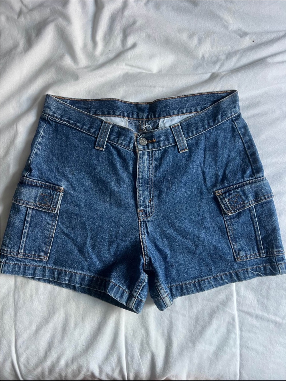 Women’s Dark Blue Denim Cargo Shorts